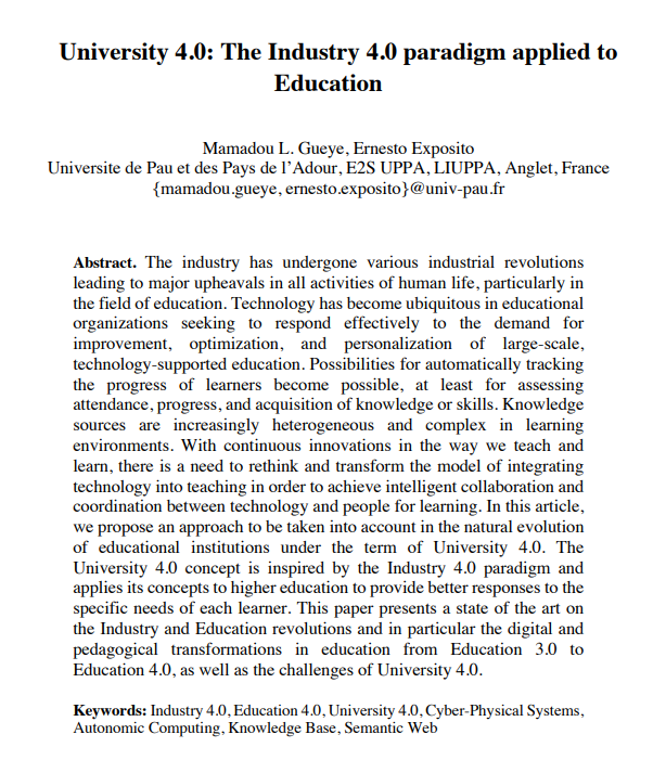 [AI교육동향] University 4.0: The Industry 4.0 paradigm applied to Education